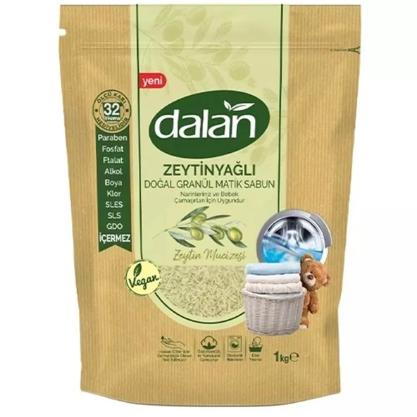 DALAN ZEYTİNYAĞLI DOĞAL GRANÜL MATİK 1000GR SABUN BEBEK ÇAMAŞIRLARI İÇİN UYGUNDUR ürün görseli 1