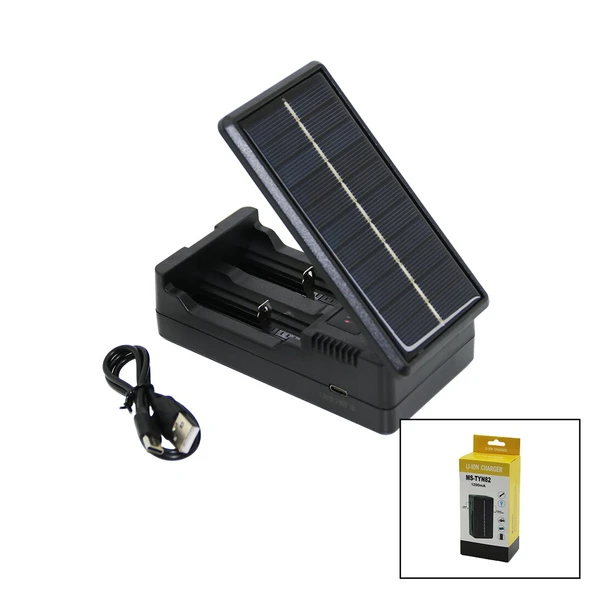 LI-ION CHARGER MS-TYN82  SOLAR - GÜNEŞ ENERJİLİ   2Lİ   PİL ŞARJ  ALETİ  1200mA (2818) ürün görseli 1