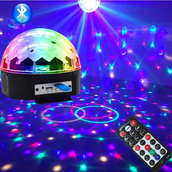 Küre Disko Topu Müzik Çalar Renkli Lazer Işıklı Bluetooth-Findit ürün görseli 1