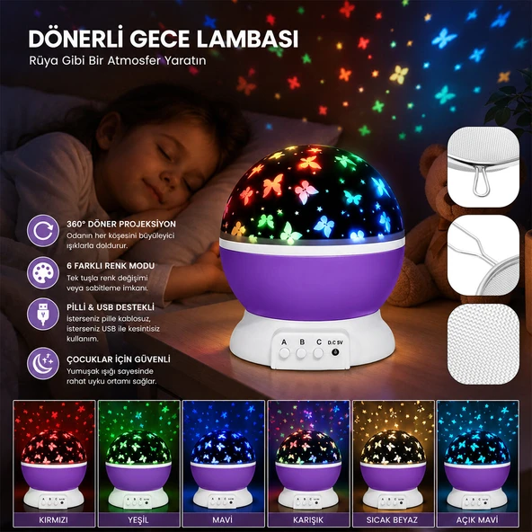 STAR MASTER PİLLİ DÖNERLİ GECE LAMBASI-Findit - Resim 4