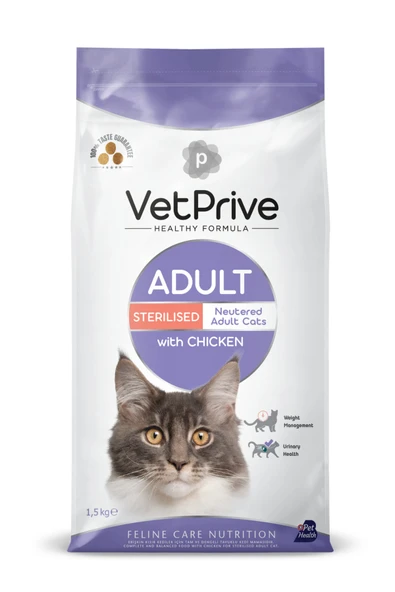 Vet Prive Kısırlaştırılmış Tavuklu Kedi Maması 1,5 Kg ürün görseli 1