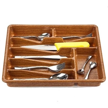 KÜÇÜK - AHŞAP RENK - 7 BÖLMELİ ÇEKMECE İÇİ KAŞIKLIK 36X32CM-Findit ürün görseli 1