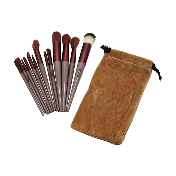 13PCS EFLATUN KADİFE TORBALI MAKYAJ FIRÇA SET-Findit ürün görseli 1