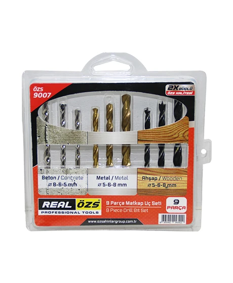 9 PARÇA  MATKAP UCU SETİ BETON - METAL - AHŞAP - 5-6-8MM-Findit ürün görseli 1
