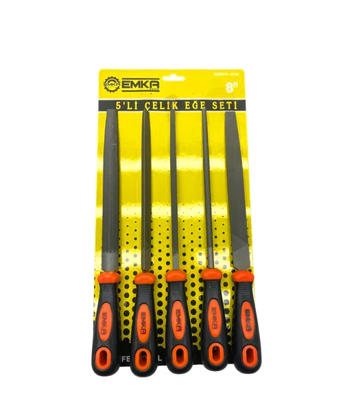 5 PARÇA  8'' ÇELİK EĞE SETİ BALIK SIRTI - ÜÇGEN - KARE - YUVARLAK - DÜZ GENİŞ-Findit ürün görseli 1
