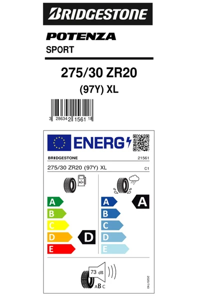 275/30R20 97Y XL POTENZA SPORT OTO YAZ LASTİĞİ (ÜRETİM YILI:2024) ürün görseli 1