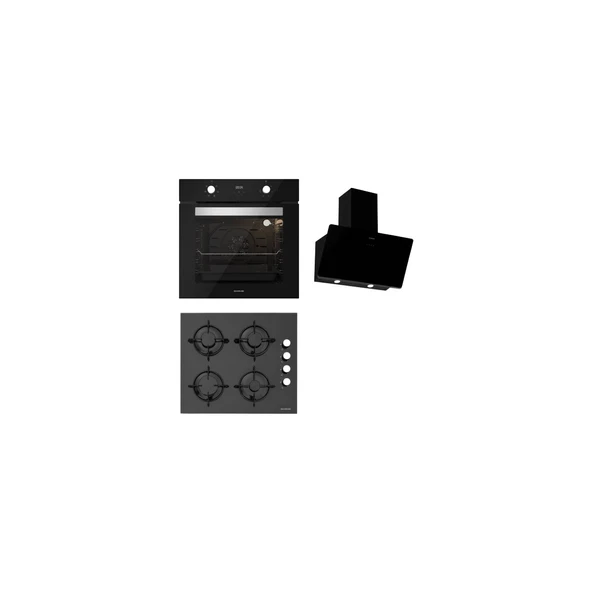 Silverline Siyah Cam Ankastre Set BO6502B02-CS5335B01-3457 Soho ürün görseli 1