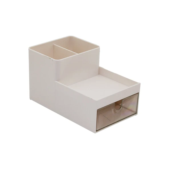 TEK ÇEKMECELİ + 3 BÖLMELİ  PLASTİK MAKYAJ - TAKI ORGANİZER 16X9.5CM - Y: 5--9.5CM (2818) ürün görseli 1