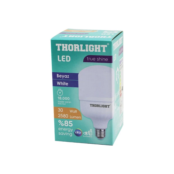 THORLIGHT T-30B  30W  E27 TORCH T-SHAPE  BEYAZ  LED AMPUL  2580 LUMEN - 6400K - 18000 SAAT - 2835 SMD LED (2818) ürün görseli 1