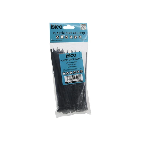SİYAH   3.6X150MM  PLASTİK CIRT KELEPÇE  100PCS (2818) ürün görseli 1