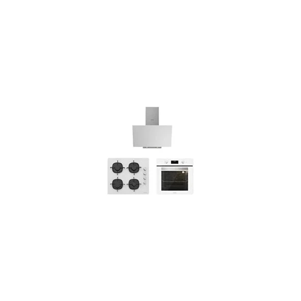 Silverline Beyaz Cam Ankastre Set ( 3481 Flam - CS5335W02 - BO6502W02 ) ürün görseli 1