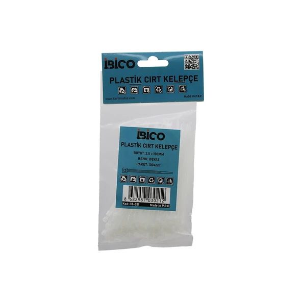 100PCS BEYAZ  2.5X100MM  PLASTİK CIRT KELEPÇE (2818) ürün görseli 1