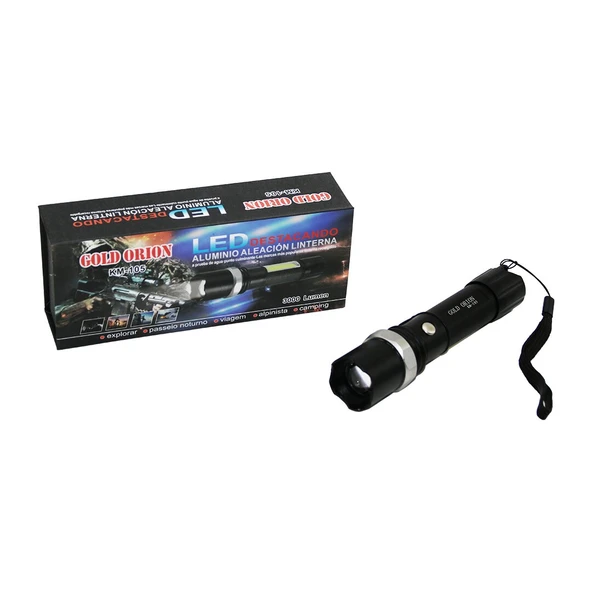 GOLD ORION KM-105 2IN1 ZOOMLU EL FENERİ - COB LED USB ŞARJLI METAL KASA 15.5CM 3000 LUMEN (2818) ürün görseli 1