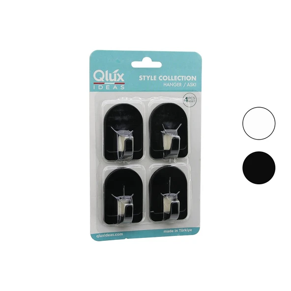 QLUX L-00950 4PCS DOME ASKI NO-2 KUBBELİ - SİYAH - BEYAZ - PLASTİK ASKI YAPIŞKANLI MONTAJ (2818) ürün görseli 1