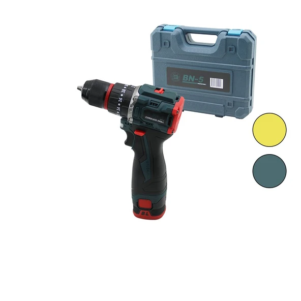 KÖMÜRSÜZ SARI VEYA  MAVİ RENK ŞARJLI DARBELİ MATKAP - UÇ SETİ 1550 RPM24V - 5.0 Ah2-BATARYA (2818) ürün görseli 1