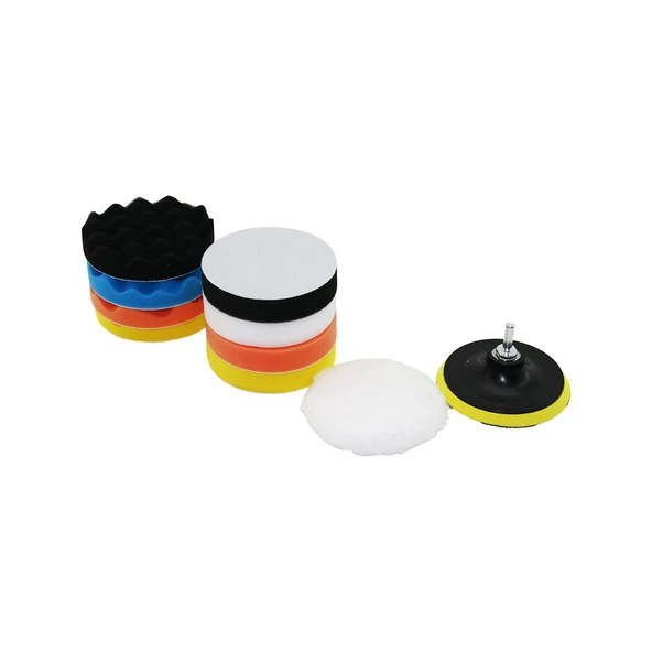 115 MM  11PCS POLİSAJ SÜNGER SETİ 8 AD. 115MM SÜNGER- 1 POLİSAJ PED -1 M14 ADAPTÖR - 1 CIRTLI DİSK TABAN (2818) ürün görseli 1