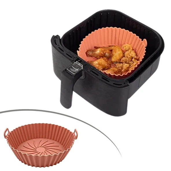Renkli Isıya Dayanıklı Yıkanılabilir Silikon Fırın Ve Airfryer Yuvarlak Model Pişirme Matı 20 Cm (2818) ürün görseli 1