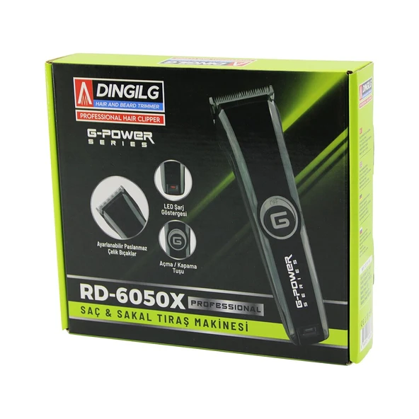 SAÇ SAKAL KESME - TRAŞ MAKİNESİ FİŞ ŞARJLI=LED GÖSTERGE AYARLI BIÇAK=0.1-05MM RD-6050X G-POWERG-PLUS (2818) ürün görseli 1