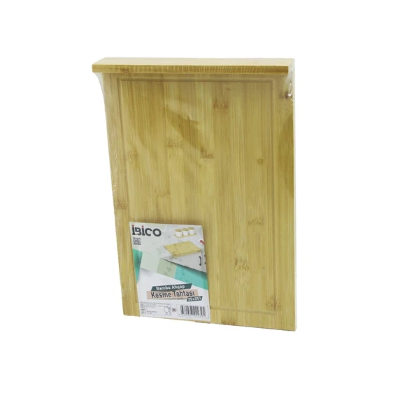 25X35CM  AHŞAP BAMBU KESİM PANOSU - KESME TAHTASI TEZGAH ÜSTÜ  KANALLI - KENAR DESTEKLİ (2818) ürün görseli 1