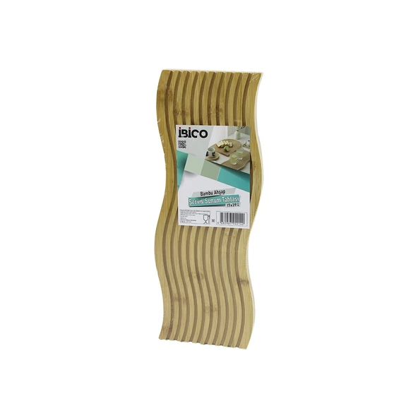 DALGALI ŞEKİLLİ - KANALLI  ÇİFT TARAF=DÜZ - KANALLI AHŞAP BAMBU SERVİS SUNUM TAHTASI  17 X 39 X 1.5CM (2818) ürün görseli 1