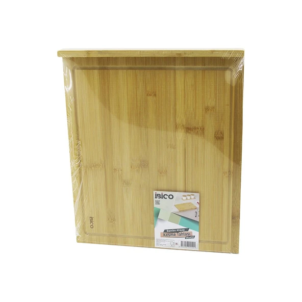 38X45CM AHŞAP BAMBU KESİM PANOSU - KESME TAHTASI TEZGAH ÜSTÜ  KANALLI - KENAR DESTEKLİ (2818) ürün görseli 1