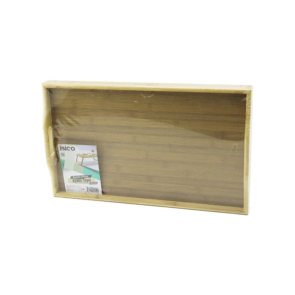 DİKDÖRTGEN=30X50CM  AÇ KAPA AYAKLI = 20CM AHŞAP BAMBU SUNUM TEPSİ (2818) ürün görseli 1