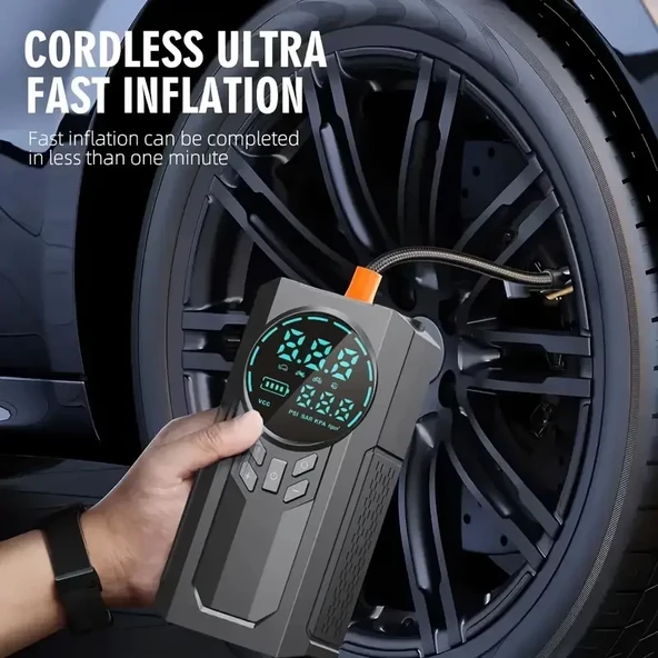 4’ü 1 Arada Lastik Şişirici – Akü Takviyesi – Powerbank – Led Işık (2818) ürün görseli 1