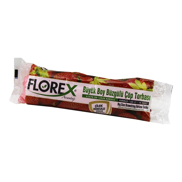 250 ADET FLOREX-502 ÇİLEK KOKULU  BÜZGÜLÜ  BÜYÜK  10PCS 65X70CM ÇÖP TORBASI  25x10=250 (2818) ürün görseli 1