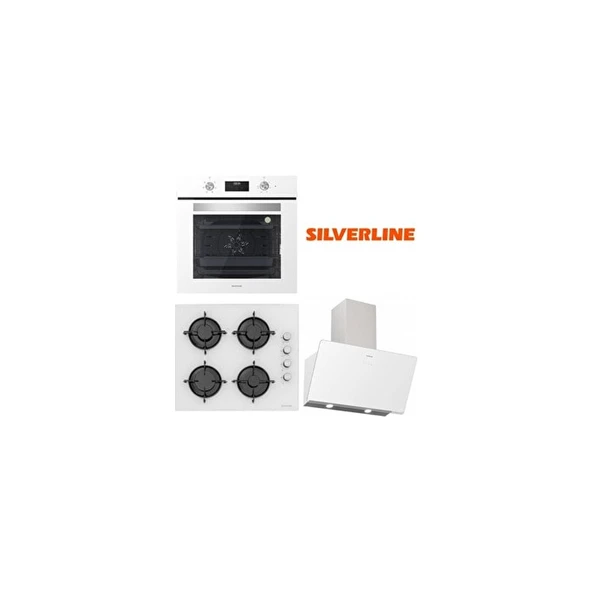 Silverline Beyaz Cam Ankastre Set BO6502W02 - CS5349W01 - 3457 Soho ürün görseli 1