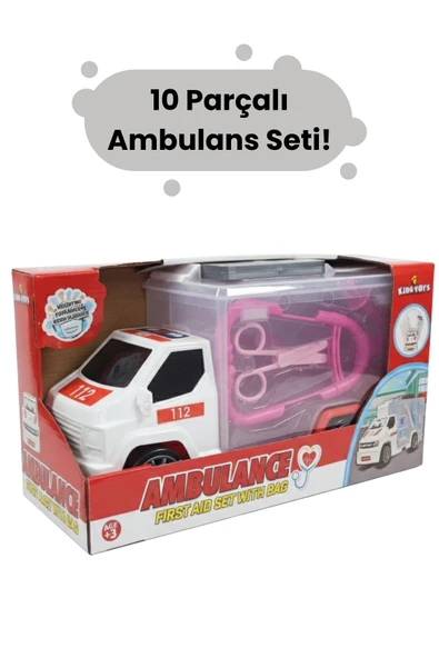 Büyük Boy Ambulans Arabalı 10 Parça Doktor Seti – 2in1 Oyun Seti ürün görseli 1