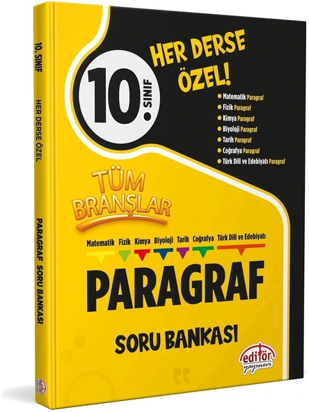 10. Sınıf Tüm Branşlar Paragraf Soru Bankası Editör Yayınları ürün görseli 1