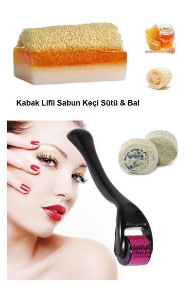 3lü Peeling Cilt Bakım Kabak Lifli Keçi Sütlü Ballı Sabun Yaşlanma Karşıtı Yenileme Dermaroller ürün görseli 1