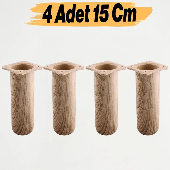 4 ADET Mobilya Kanepe Koltuk Baza Yükseltici Yükseltme Ayağı Ayakları Plastik Doğal Meşe Renk 15 cm ürün görseli 1