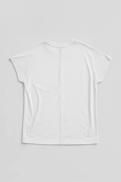Kadın Yarasa Kol Basic Beyaz T-shirt - Resim 3