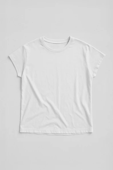Kadın Yarasa Kol Basic Beyaz T-shirt - Resim 2