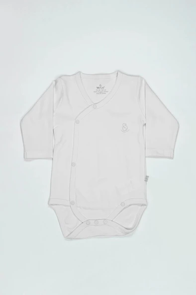 Organik Natural Basic Style Kruvaze Uzun Kol Body BS17102 Beyaz ürün görseli 1