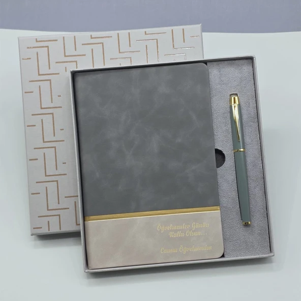 Öğretmenler Gününe Özel Deri Defter Ve Kalem Set ürün görseli 1