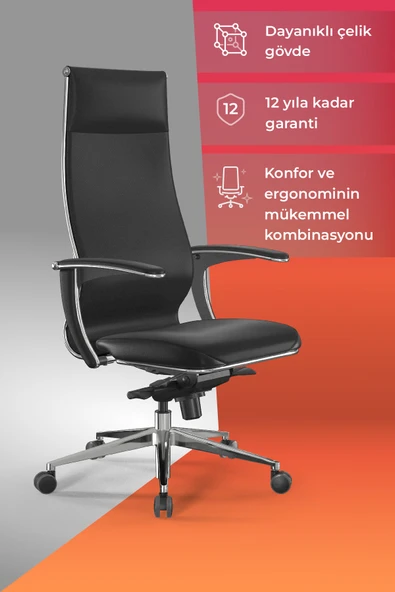 Metta Samurai Ergonomik Koltuk | Bel Destekli, Tekerlekli, Yükseklik Ayarlı, Deri Makam Koltuğu - 2D7.4.1.61 ürün görseli 1