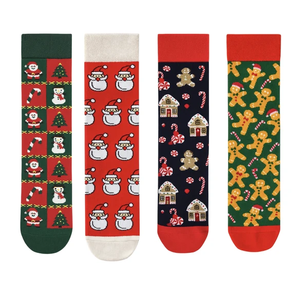 Goma Goma Socks Gingerbread, Ev ve Kardan Adam Desenli 4’lü Yılbaşı Çorap Seti ürün görseli 1