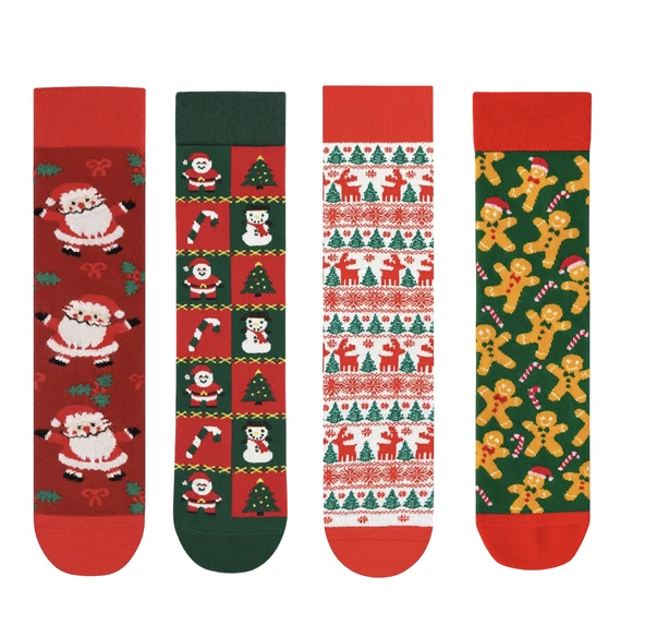 Goma Goma Socks Noel ve Kış Figürleri Temalı Karışık 4’lü Yılbaşı Çorap Seti ürün görseli 1