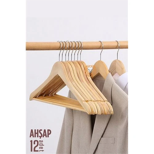 Findit Natural Ahşap Elbise Askısı 12 ADET Montague Design ürün görseli 1