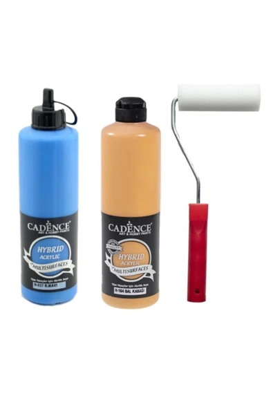 Hybrıd Akrilk Multısurfaces H-037 R. Mavi ve  H-104 Bal Kabağı, Sünger Rulo Fırça ürün görseli 1