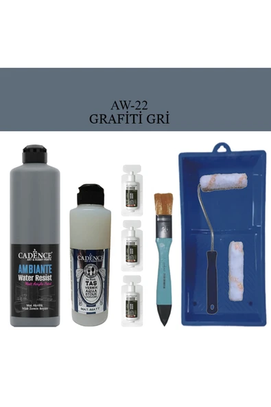 Fayans Tezgah B-Ambiente Islak Zemin Aw-22 GrafitiGri 500Ml Katalizör30Gr TaşVernikMat250 SatRuloSet ürün görseli 1