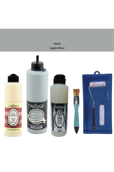 Banyo Mutfak Boyası-Cadence Multi H-039 Lagun Mavi 500Ml Pya250Ml Taş Vernik Mat 250Ml Saten Rulo ürün görseli 1