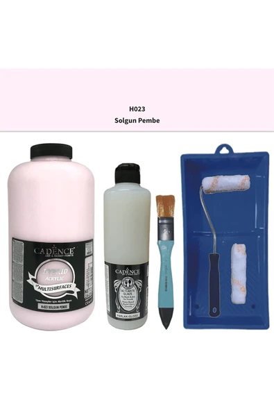 Mobilya Boyası-Multisurface H-023 Solgun Pembe 2Lt Ultimate Parlak Vernk 500Ml Saten RuloSet ürün görseli 1