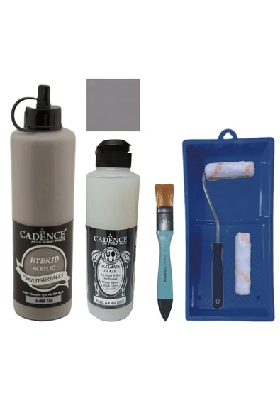 Mobilya Boyası-Cadence Multisurface H-066 Taş 500Ml Ultimate Vernik Parlak 250Ml Saten Rulo Set ürün görseli 1