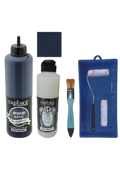 Mobilya Boyası-Cadence Multisurface H-062 Lacivert 500Ml Ultimate Vernik Mat 250Ml Saten Rulo Set ürün görseli 1