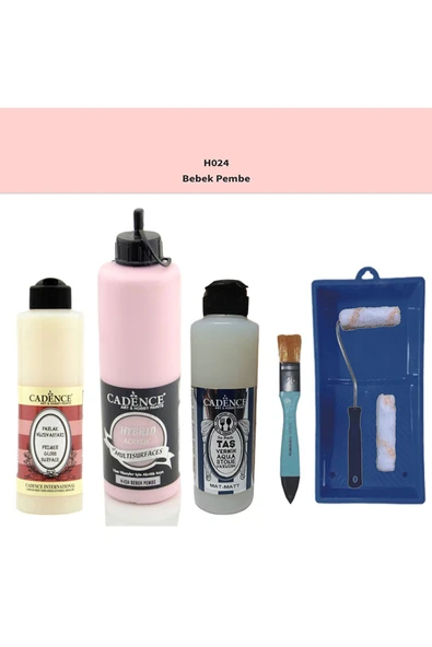 Banyo Mutfak Boyası-Cadence Multi H-024 Bebek Pembe 500Ml Pya250Ml Taş Vernik Mat 250Ml Saten Rulo ürün görseli 1