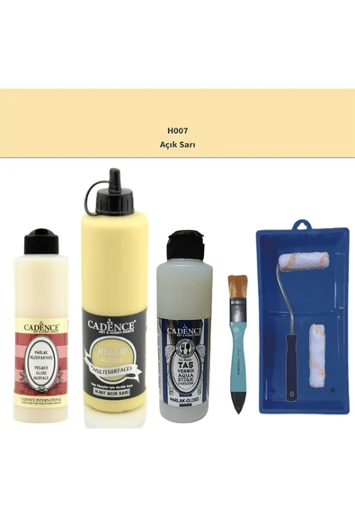 Banyo Mutfak Boyası-Cadence Multi H-007 Açık Sarı 500Ml Pya 250Ml Taş Vernik Parlak 250Ml Saten Rulo ürün görseli 1