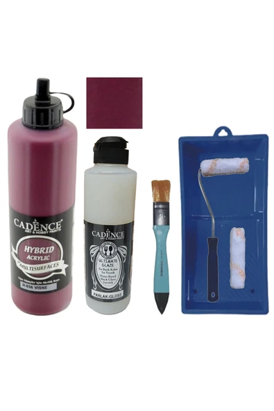 Mobilya Boyası-Cadence Multisurface H-056 Vişne 500Ml Ultimate Vernik Parlak 250Ml Saten Rulo Set ürün görseli 1